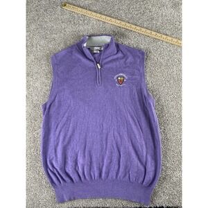 Peter Millar Royal Aberdeen Golf Club Purple Cotton/Cashmere Vest Mens M Luxury